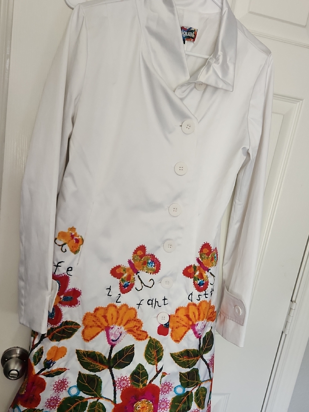 Desigual Embroidered Coat Size 42 Us